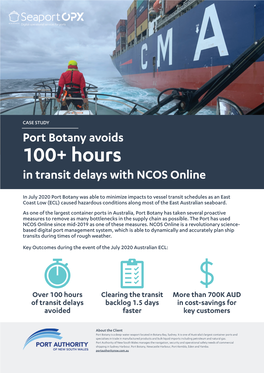 Port Botany Avoids 100+ Hours in Transit Delays with NCOS Online