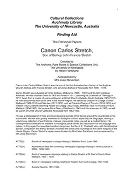 Personal Papers of Canon Carlos Stretch, Son of Bishop John Francis Stretch