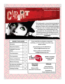 Cabaret. Inside This Guide