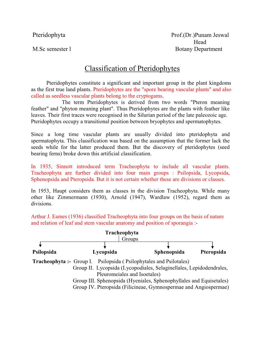 Classification Of Pteridophytes Docslib