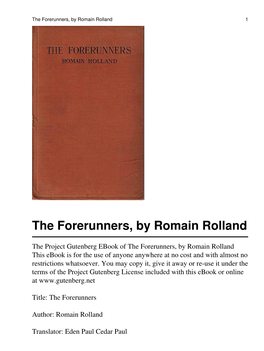 The Forerunners, by Romain Rolland 1