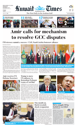 Amir Calls for Mechanism to Resolve GCC Disputes