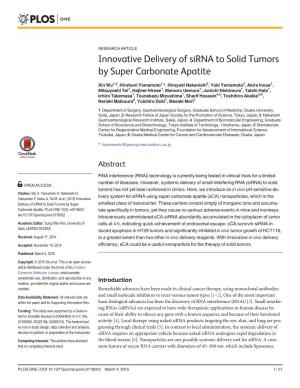 Innovative Delivery of Sirna to Solid Tumors by Super Carbonate Apatite