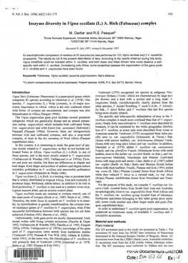 Isozyme Diversity in Vigna Vexillata (L.) A. Rich (Fabaceae) Complex