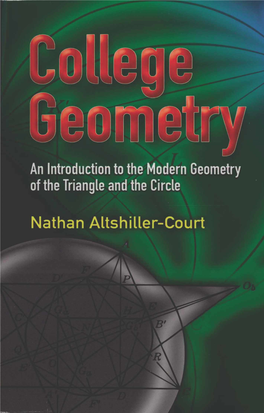 College Geometry an Introduction to the Modern Geometry of the Triangle and the Circle