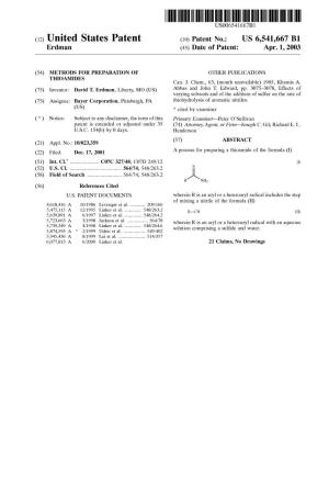 (12) United States Patent (10) Patent No.: US 6,541,667 B1 Erdman (45) Date of Patent: Apr