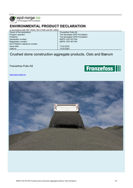 ENVIRONMENTAL PRODUCT DECLARATION Crushed Stone