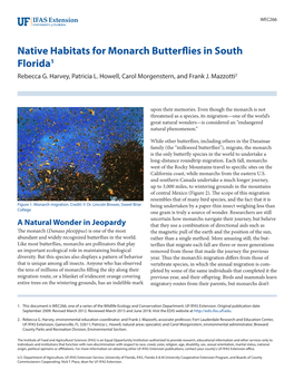 Native Habitats for Monarch Butterflies in South Florida1 Rebecca G