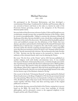 Michael Servetus 1511 - 1553
