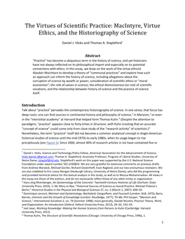 Macintyre, Virtue Ethics, and the Historiography of Science