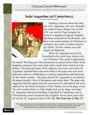 Saint Augustine of Canterbury – Seventh Century England