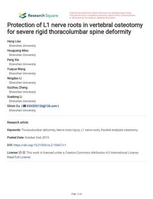 Protection of L1 Nerve Roots in Vertebral Osteotomy for Severe Rigid Thoracolumbar Spine Deformity