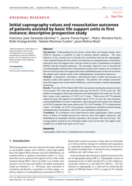 Initial Capnography Values and Resuscitation Outcomes of Patients Assisted by Basic Life Support Units in First Instance