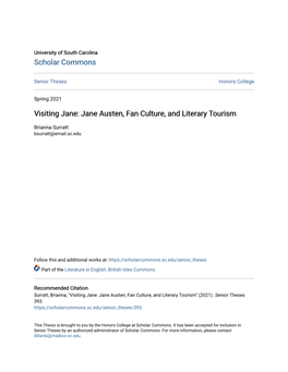 Jane Austen, Fan Culture, and Literary Tourism
