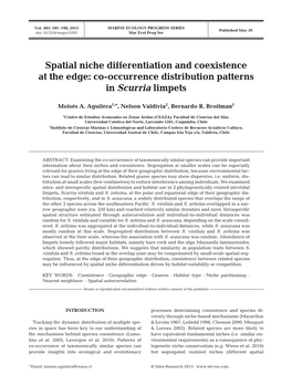 Spatial Niche Differentiation and Coexistence at the Edge: Co-Occurrence Distribution Patterns in Scurria Limpets
