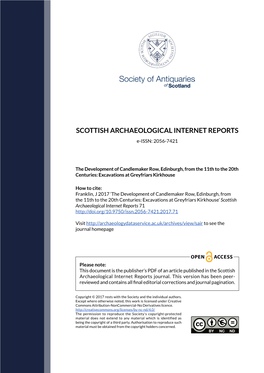 SCOTTISH ARCHAEOLOGICAL INTERNET REPORTS E-ISSN: 2056-7421