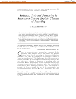 Scripture, Style and Persuasion in Seventeenth-Century English Theories of Preaching