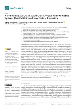 O-Nb(W) Systems That Exhibit Nonlinear Optical Properties