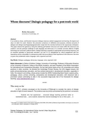 Dialogic Pedagogy for a Post-Truth World