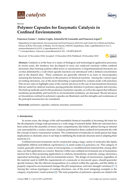 Polymer Capsules for Enzymatic Catalysis in Confined Environments