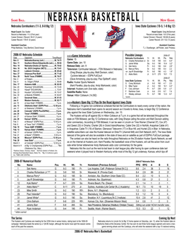 NEBRASKA BASKETBALL New Game