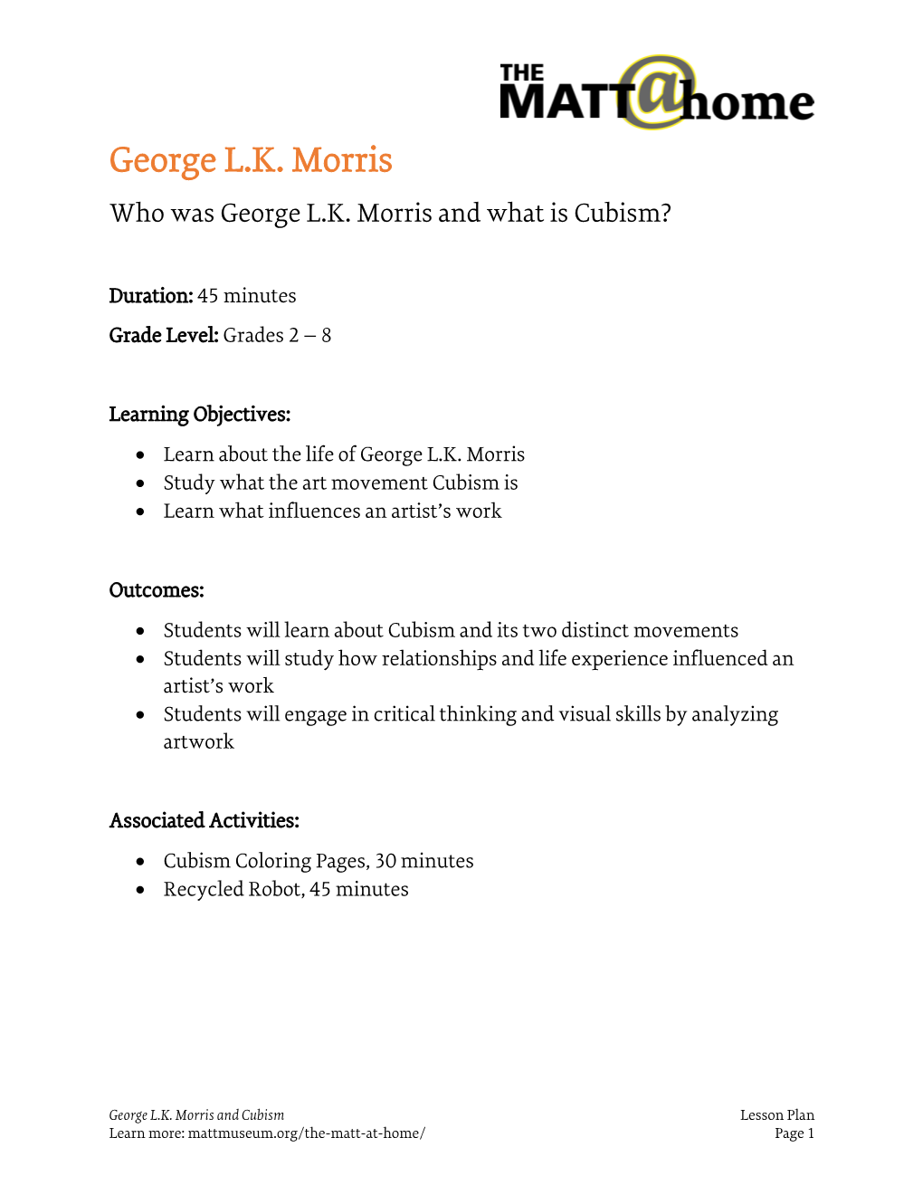 Lesson Plan: George L.K. Morris and Cubism