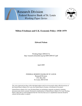 Milton Friedman and UK Economic Policy: 1938−1979