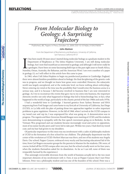 From Molecular Biology to Geology: a Surprising Trajectory