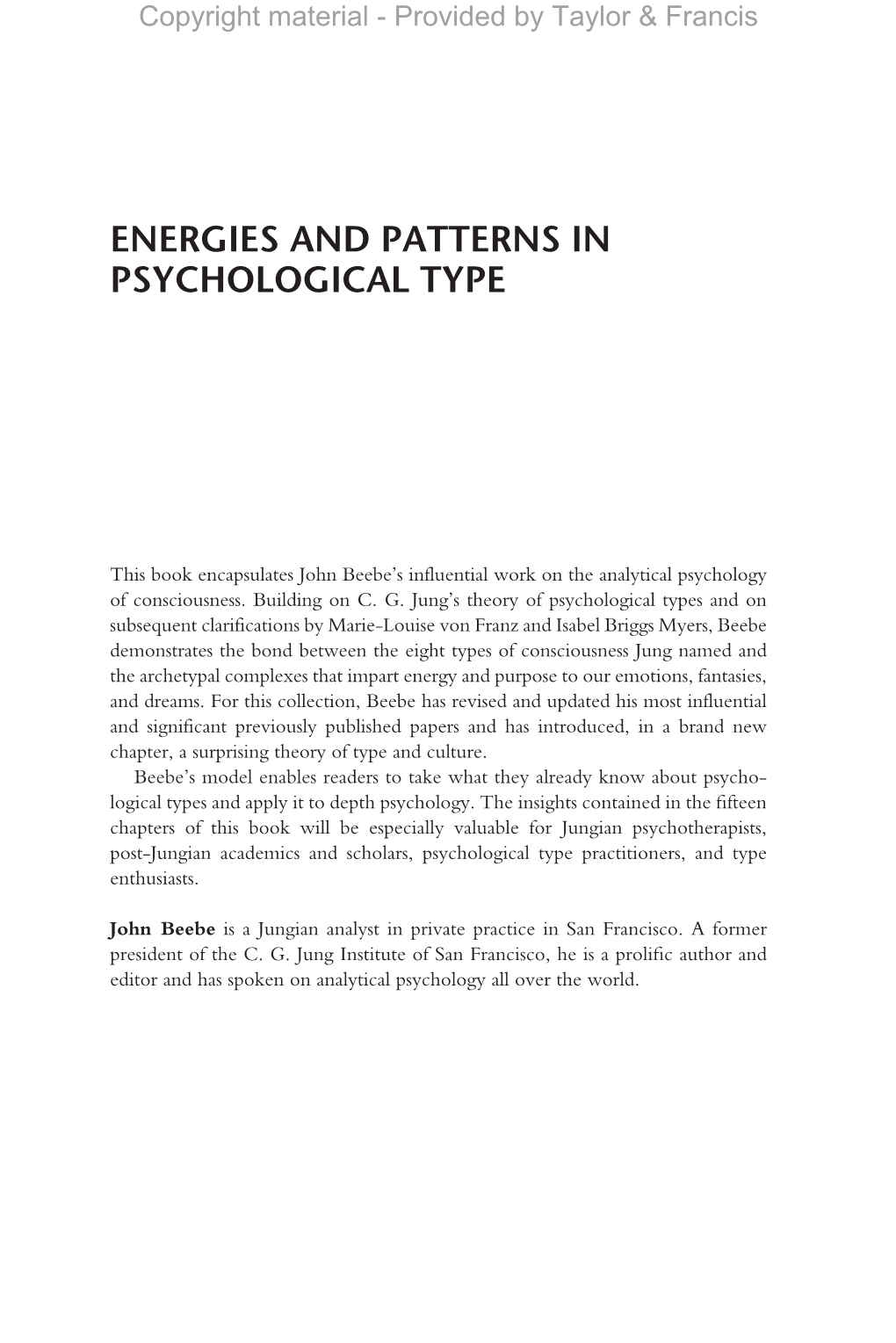 Energies and Patterns in Psychological Type