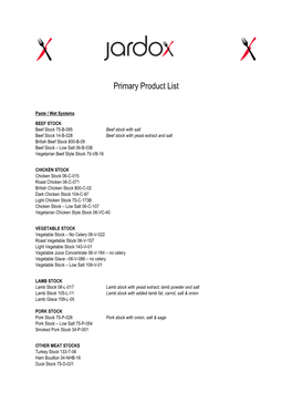 Primary Product List