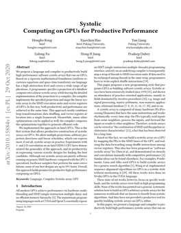 Systolic Computing on Gpus for Productive Performance