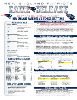 NEW ENGLAND PATRIOTS VS.Tennessee Titans