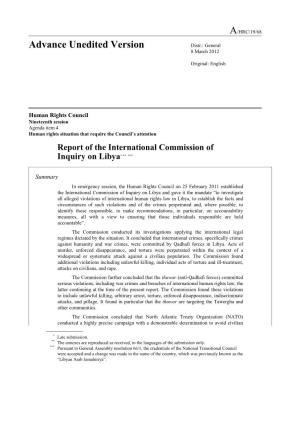 Commission of Inquiry on Libya* ** ***