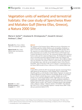 Vegetation Units of Wetland and Terrestrial Habitats: the Case Study of Spercheios River and Maliakos Gulf (Sterea Ellas, Greece), a Natura 2000 Site