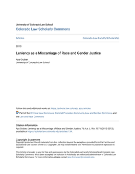 Leniency As a Miscarriage of Race and Gender Justice
