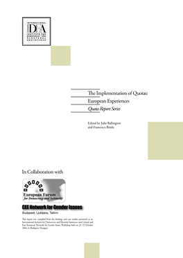 The Implementation of Quotas: European Experiences Quota Report Series