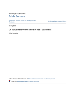 Dr. Julius Hallervorden's Role in Nazi “Euthanasia”