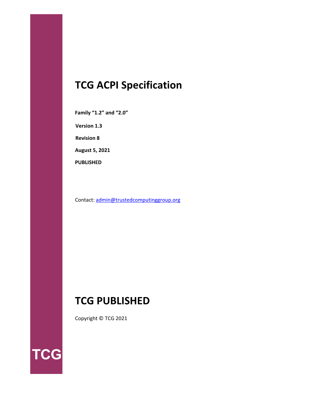 TCG ACPI Specification