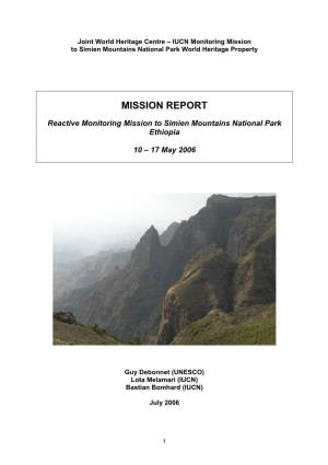 Reactive Monitoring Mission to Simien Mountains National Park Ethiopia