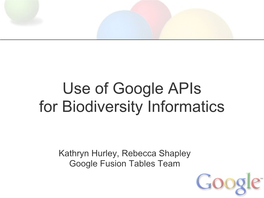 Brisbin Google Apis for Biodiversity.Pdf