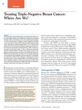 Treating Triple-Negative Breast Cancer: Where Are We?