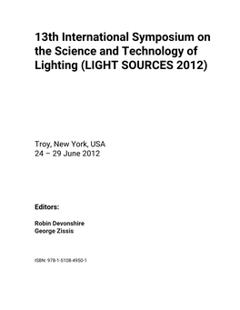 13Th International Symposium on the Science and Technology of Lighting
