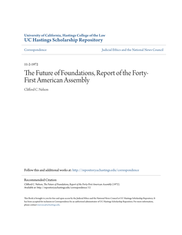 The Future of Foundations, Report of the Forty-First American Assembly (1972)