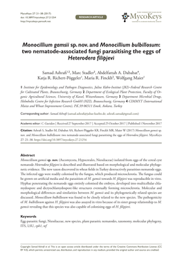 Two Nematode-Associated Fungi Parasitising the Eggs of Heterodera Filipjevi