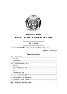 Nauru Court of Appeal Act 2018