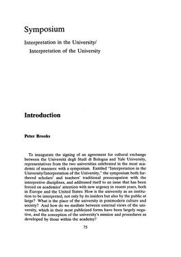 Symposium: Interpretation in the University