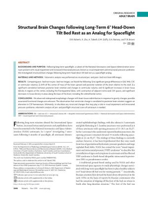 Structural Brain Changes Following Long-Term 6° Head-Down Tilt Bed Rest As an Analog for Spaceﬂight