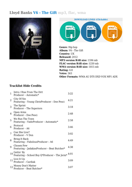 Lloyd Banks V6 - the Gift Mp3, Flac, Wma