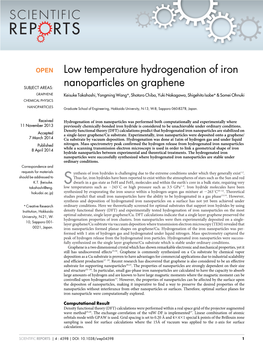 Low Temperature Hydrogenation of Iron Nanoparticles on Graphene