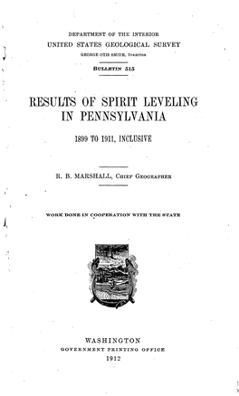 Results of Spirit Leveling in Pennsylvania